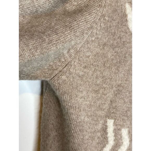Cashmere collection cashmere merino wool snowflake sweater cardigan beige tan so - Picture 6 of 8